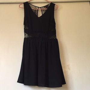 Black lace cut out dress